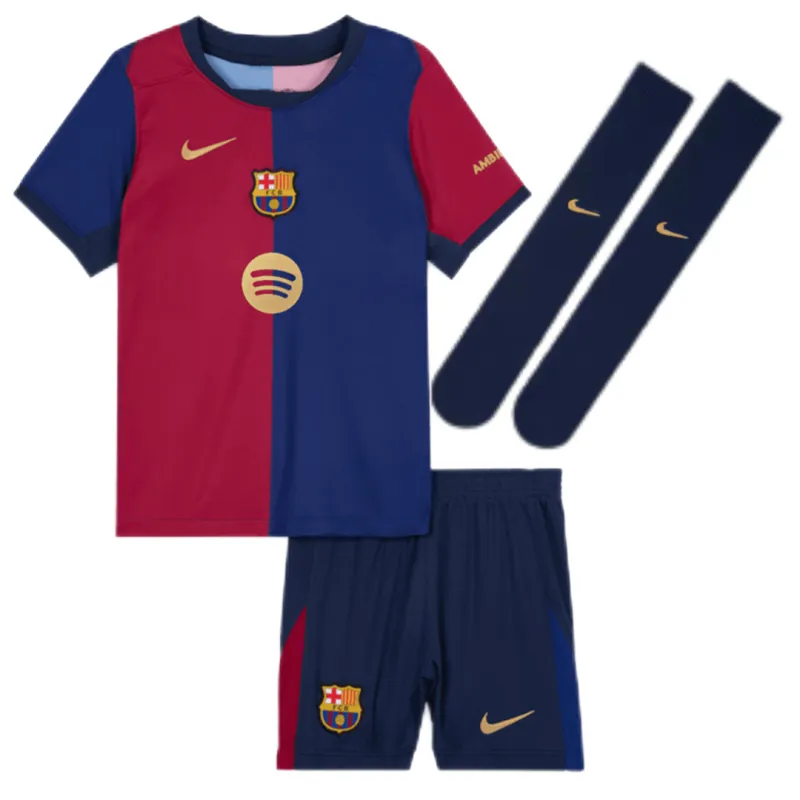 300de07493 2024/25 Kids Barcelona Home Full Kit(Jersey+Shorts+Socks) - Spotify Logo Without Text - Image 1